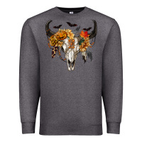 Charcoal Heather Halloween Bull Skull Premium Sweatshirt - RanaPortraitStore