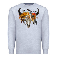 Heather Grey Halloween Bull Skull Premium Sweatshirt - RanaPortraitStore