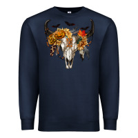 Navy Halloween Bull Skull Premium Sweatshirt - RanaPortraitStore
