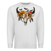 Oatmeal Heather Halloween Bull Skull Premium Sweatshirt - RanaPortraitStore