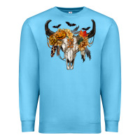Ocean Blue Halloween Bull Skull Premium Sweatshirt - RanaPortraitStore