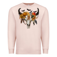 Pale Pink Halloween Bull Skull Premium Sweatshirt - RanaPortraitStore