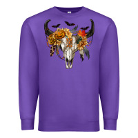 Purple Halloween Bull Skull Premium Sweatshirt - RanaPortraitStore