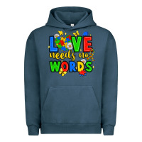 Pigment Midnight Navy love needs no words Urban Hoodie - JahusDesignShop