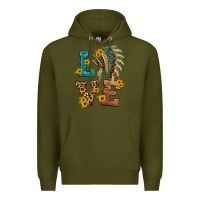 Army Green love indian headdress Premium Hoodie - HRA Design Shop