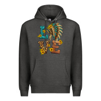 Charcoal Heather love indian headdress Premium Hoodie - HRA Design Shop