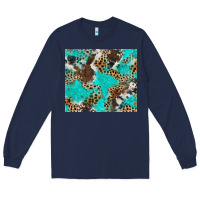 Navy cheetah cowhide tumbler Long Sleeve Tee - BarkalooDesign