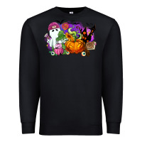Black Halloween ghost and jack o lantern Premium Sweatshirt - RanaPortraitStore