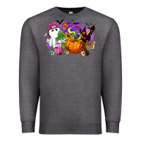 Charcoal Heather Halloween ghost and jack o lantern Premium Sweatshirt - RanaPortraitStore