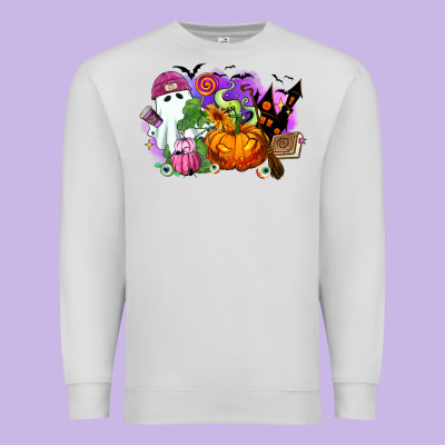 Premium Sweatshirt Halloween ghost and jack o lantern