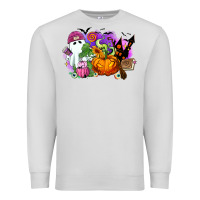 Dove Grey Halloween ghost and jack o lantern Premium Sweatshirt - RanaPortraitStore
