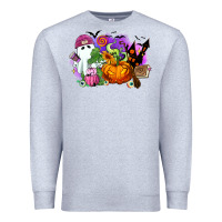 Heather Grey Halloween ghost and jack o lantern Premium Sweatshirt - RanaPortraitStore