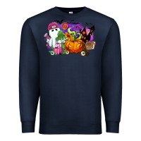 Navy Halloween ghost and jack o lantern Premium Sweatshirt - RanaPortraitStore