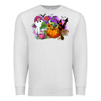 Oatmeal Heather Halloween ghost and jack o lantern Premium Sweatshirt - RanaPortraitStore