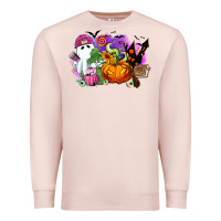 Pale Pink Halloween ghost and jack o lantern Premium Sweatshirt - RanaPortraitStore