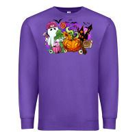 Purple Halloween ghost and jack o lantern Premium Sweatshirt - RanaPortraitStore