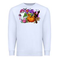 White Halloween ghost and jack o lantern Premium Sweatshirt - RanaPortraitStore