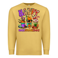 Antique Gold Happy Hallothanksmas coffee cups Premium Sweatshirt - RanaPortraitStore