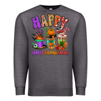 Charcoal Heather Happy Hallothanksmas coffee cups Premium Sweatshirt - RanaPortraitStore