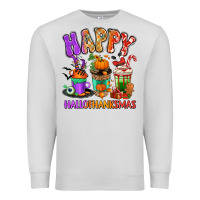 Dove Grey Happy Hallothanksmas coffee cups Premium Sweatshirt - RanaPortraitStore