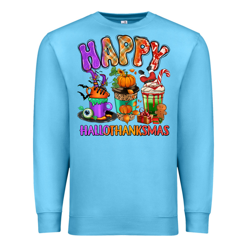 Happy Hallothanksmas Coffee Cups Premium Sweatshirt by RanaPortraitStore | Teevron