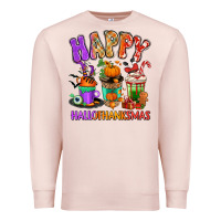 Pale Pink Happy Hallothanksmas coffee cups Premium Sweatshirt - RanaPortraitStore
