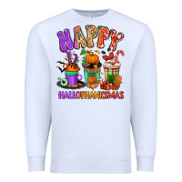 White Happy Hallothanksmas coffee cups Premium Sweatshirt - RanaPortraitStore