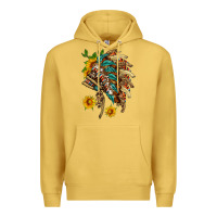 Antique Gold indian headdress with pattern and sunflowers Premium Hoodie - HRA Design Shop