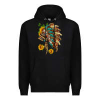 Black indian headdress with pattern and sunflowers Premium Hoodie - HRA Design Shop