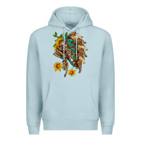 Blue Mist indian headdress with pattern and sunflowers Premium Hoodie - HRA Design Shop