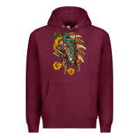 Burgundy indian headdress with pattern and sunflowers Premium Hoodie - HRA Design Shop