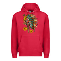 Cardinal indian headdress with pattern and sunflowers Premium Hoodie - HRA Design Shop