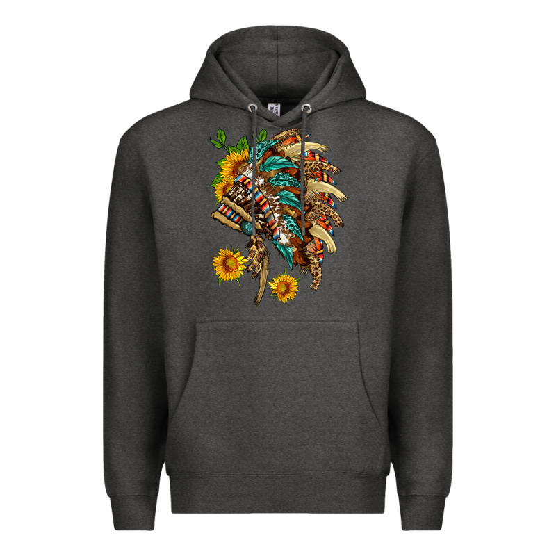 Indian Headdress With Pattern And Sunflowers Premium Hoodie by HRA Design Shop | Teevron