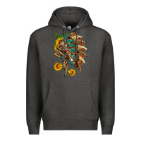 Charcoal Heather indian headdress with pattern and sunflowers Premium Hoodie - HRA Design Shop