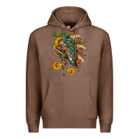 Chestnut indian headdress with pattern and sunflowers Premium Hoodie - HRA Design Shop