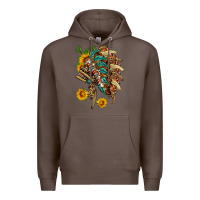 Coffee indian headdress with pattern and sunflowers Premium Hoodie - HRA Design Shop