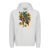 Dove Grey indian headdress with pattern and sunflowers Premium Hoodie - HRA Design Shop