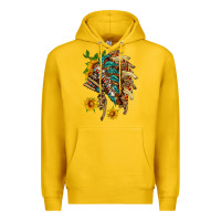 Lemon indian headdress with pattern and sunflowers Premium Hoodie - HRA Design Shop