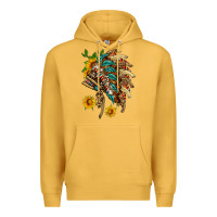 Mustard indian headdress with pattern and sunflowers Premium Hoodie - HRA Design Shop
