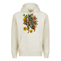 Oatmeal Heather indian headdress with pattern and sunflowers Premium Hoodie - HRA Design Shop