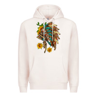 Pale Pink indian headdress with pattern and sunflowers Premium Hoodie - HRA Design Shop