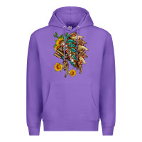 Purple indian headdress with pattern and sunflowers Premium Hoodie - HRA Design Shop