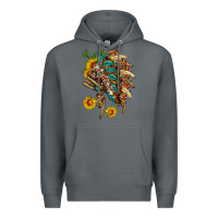 Rock indian headdress with pattern and sunflowers Premium Hoodie - HRA Design Shop