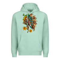 Seafoam indian headdress with pattern and sunflowers Premium Hoodie - HRA Design Shop