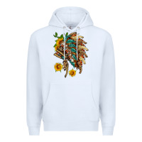 White indian headdress with pattern and sunflowers Premium Hoodie - HRA Design Shop