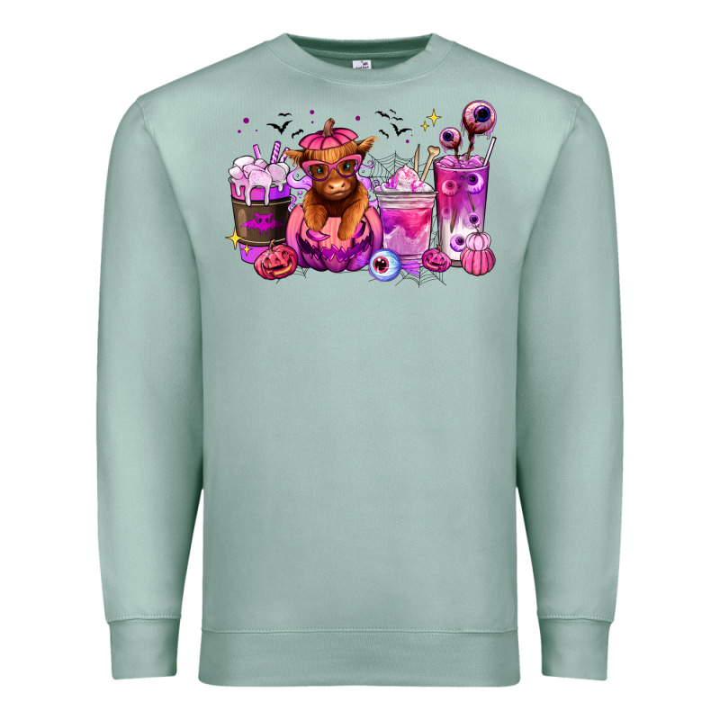 Halloween Heifer Coffee Cups Premium Sweatshirt by RanaPortraitStore | Teevron
