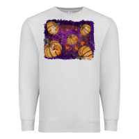 Dove Grey Halloween Pumpkin Cobweb Background Premium Sweatshirt - RanaPortraitStore