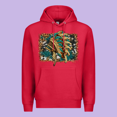 Indian Headdress With Background Premium Hoodie Designed By Hra Design Shop