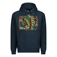 Navy indian headdress with background Premium Hoodie - HRA Design Shop