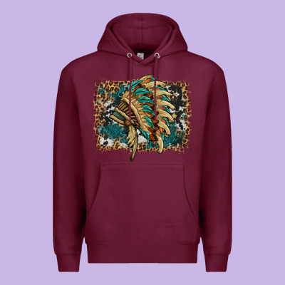 Indian Headdress With Background Premium Hoodie Designed By Hra Design Shop